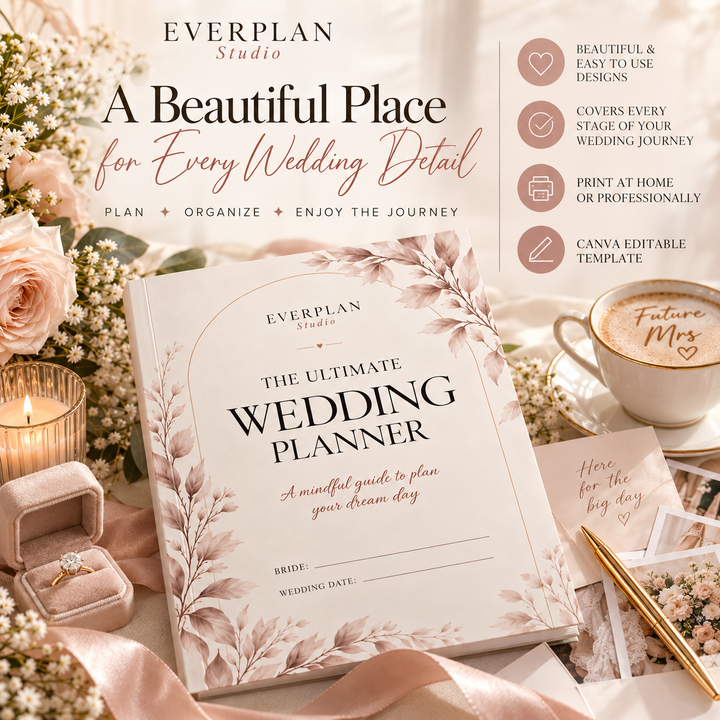 The Ultimate Wedding Planner Canva Bundle | 10 Editable Templates + 4 Bonuses
